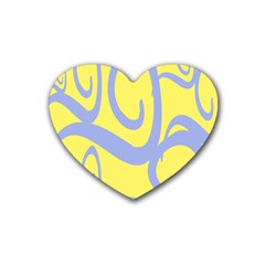 Doodle Shapes Large Waves Grey Yellow Chevron Rubber Coaster (heart) 