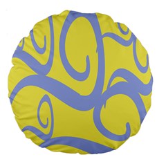 Doodle Shapes Large Waves Grey Yellow Chevron Large 18  Premium Flano Round Cushions