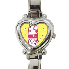 Easter Egg Shapes Large Wave Pink Yellow Circle Dalmation Heart Italian Charm Watch by Alisyart