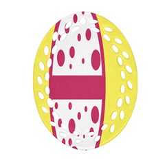 Easter Egg Shapes Large Wave Pink Yellow Circle Dalmation Oval Filigree Ornament (two Sides) by Alisyart