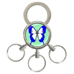 Draw Butterfly Green Blue White Fly Animals 3-ring Key Chains