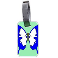 Draw Butterfly Green Blue White Fly Animals Luggage Tags (two Sides) by Alisyart