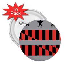 Falg Sign Star Line Black Red 2 25  Buttons (10 Pack)  by Alisyart