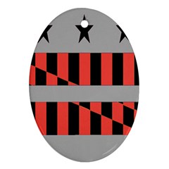 Falg Sign Star Line Black Red Oval Ornament (two Sides) by Alisyart