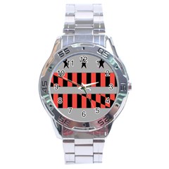Falg Sign Star Line Black Red Stainless Steel Analogue Watch