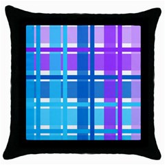 Gingham Pattern Blue Purple Shades Sheath Throw Pillow Case (black) by Alisyart