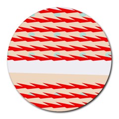Chevron Wave Triangle Red White Circle Blue Round Mousepads by Alisyart