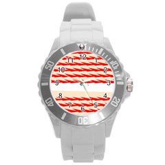 Chevron Wave Triangle Red White Circle Blue Round Plastic Sport Watch (l) by Alisyart
