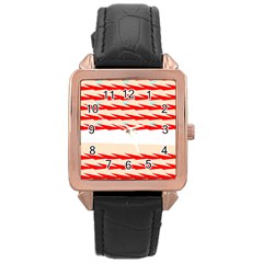 Chevron Wave Triangle Red White Circle Blue Rose Gold Leather Watch 