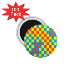 Optical Illusions Plaid Line Yellow Blue Red Flag 1 75  Magnets (100 Pack) 