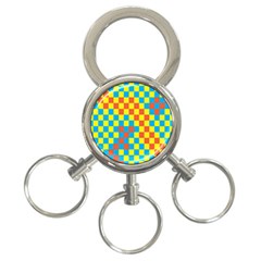 Optical Illusions Plaid Line Yellow Blue Red Flag 3-ring Key Chains by Alisyart