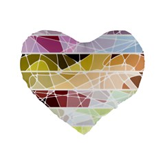 Geometric Mosaic Line Rainbow Standard 16  Premium Flano Heart Shape Cushions