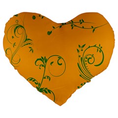 Nature Leaf Green Orange Large 19  Premium Heart Shape Cushions by Alisyart