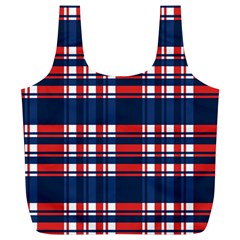 Plaid Red White Blue Full Print Recycle Bags (l)  by Alisyart