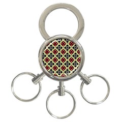 Seamless Floral Flower Star Red Black Grey 3-ring Key Chains by Alisyart
