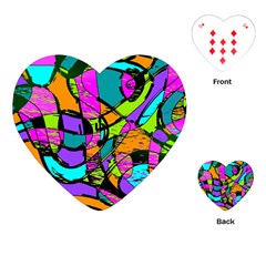 Abstract Art Squiggly Loops Multicolored Playing Cards (heart)  by EDDArt