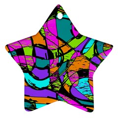 Abstract Art Squiggly Loops Multicolored Star Ornament (two Sides) by EDDArt