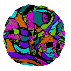 Abstract Art Squiggly Loops Multicolored Large 18  Premium Round Cushions by EDDArt