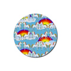 Rainbow Pony  Rubber Coaster (round)  by Valentinaart