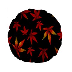 Colorful Autumn Leaves On Black Background Standard 15  Premium Flano Round Cushions by Amaryn4rt