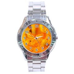 Bright Yellow Autumn Leaves Stainless Steel Analogue Watch by Amaryn4rt