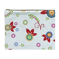 Colorful Floral Wallpaper Background Pattern Cosmetic Bag (xl) by Amaryn4rt