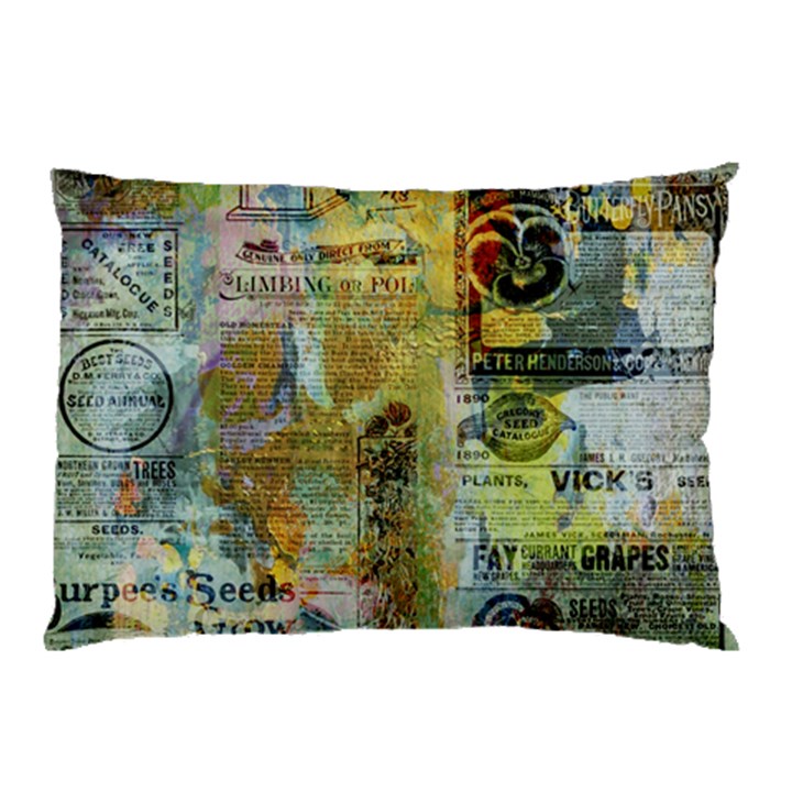 Old Newspaper And Gold Acryl Painting Collage Pillow Case