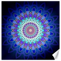 Power Flower Mandala   Blue Cyan Violet Canvas 12  X 12   by EDDArt