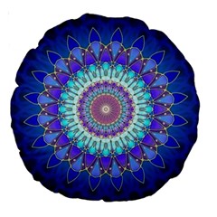 Power Flower Mandala   Blue Cyan Violet Large 18  Premium Round Cushions by EDDArt