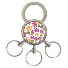 Colorful Seamless Floral Flowers Pattern Wallpaper Background 3-ring Key Chains by Amaryn4rt