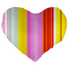 Multi Colored Bright Stripes Striped Background Wallpaper Large 19  Premium Heart Shape Cushions by Amaryn4rt