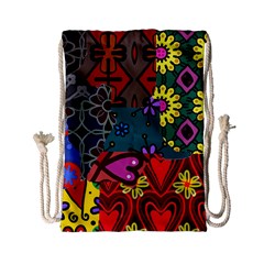 Digitally Created Abstract Patchwork Collage Pattern Drawstring Bag (small) by Amaryn4rt