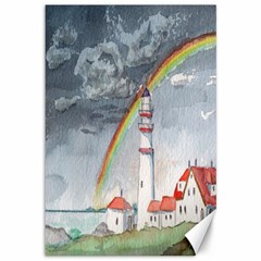 Watercolour Lighthouse Rainbow Canvas 12  X 18   by Amaryn4rt