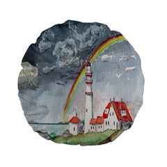 Watercolour Lighthouse Rainbow Standard 15  Premium Flano Round Cushions by Amaryn4rt