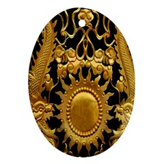 Golden Sun Oval Ornament (two Sides) by Amaryn4rt