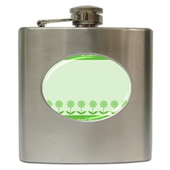 Floral Stripes Card In Green Hip Flask (6 Oz) by Simbadda