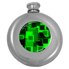 Green Cyber Glow Pattern Round Hip Flask (5 Oz)