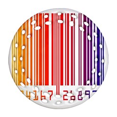 Colorful Gradient Barcode Round Filigree Ornament (two Sides) by Simbadda