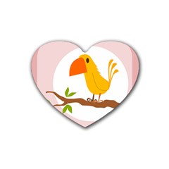 Yellow Bird Tweet Rubber Coaster (heart)  by Alisyart