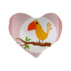 Yellow Bird Tweet Standard 16  Premium Flano Heart Shape Cushions