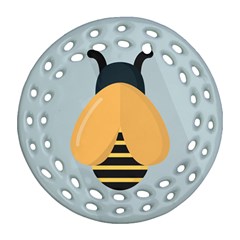 Animals Bee Wasp Black Yellow Fly Ornament (round Filigree) by Alisyart