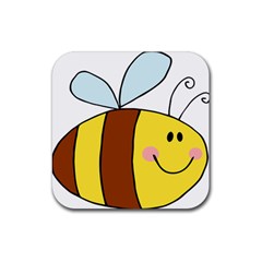 Animals Bee Wasp Smile Face Rubber Coaster (square)  by Alisyart
