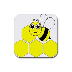 Bee Wasp Yellow Rubber Coaster (square) 