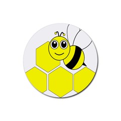 Bee Wasp Yellow Rubber Round Coaster (4 Pack) 
