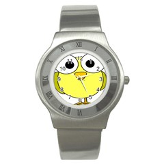 Bird Big Eyes Yellow Green Stainless Steel Watch