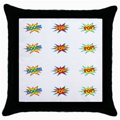 Boom Pow Pop Sign Throw Pillow Case (black)