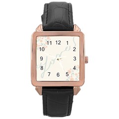 Love Card Flowers Rose Gold Leather Watch  by Simbadda