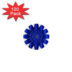 Chromatic Flower Blue Star 1  Mini Buttons (100 Pack)  by Alisyart