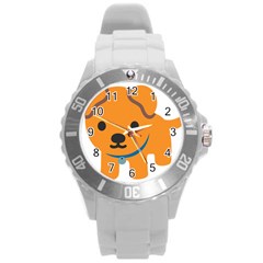 Dog Round Plastic Sport Watch (l) by Alisyart