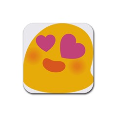Emoji Face Emotion Love Heart Pink Orange Emoji Rubber Coaster (square) 